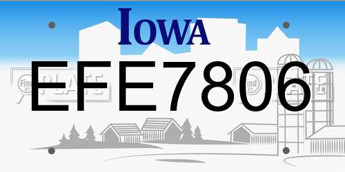 EFE7806 Iowa License Plate