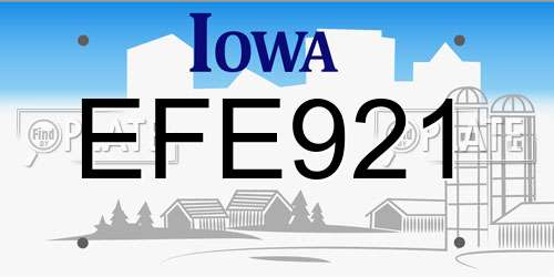 EFE921 Iowa License Plate
