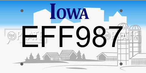 EFF987 Iowa License Plate
