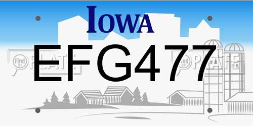 EFG477 Iowa License Plate