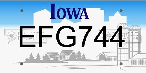 EFG744 Iowa License Plate