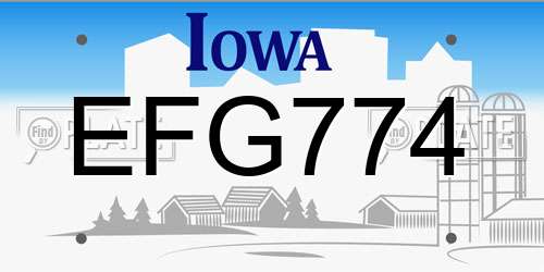 EFG774 Iowa License Plate