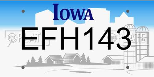 EFH143 Iowa License Plate