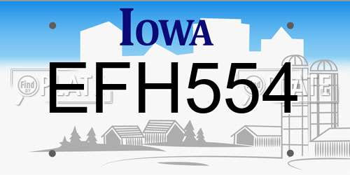 EFH554 Iowa License Plate