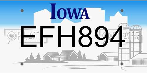 EFH894 Iowa License Plate