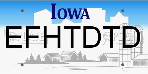 EFHTDTD Iowa License Plate