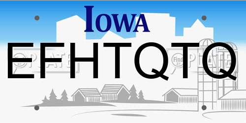 EFHTQTQ Iowa License Plate