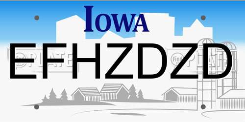 EFHZDZD Iowa License Plate