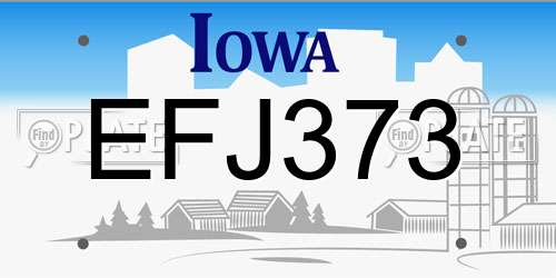 EFJ373 Iowa License Plate