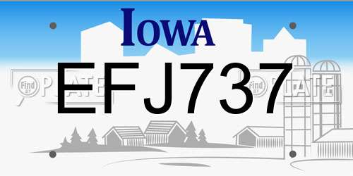 EFJ737 Iowa License Plate