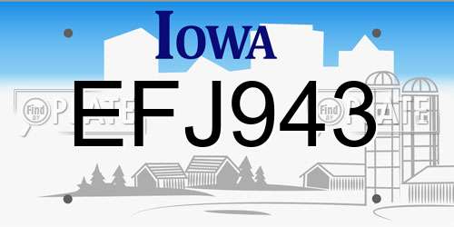EFJ943 Iowa License Plate