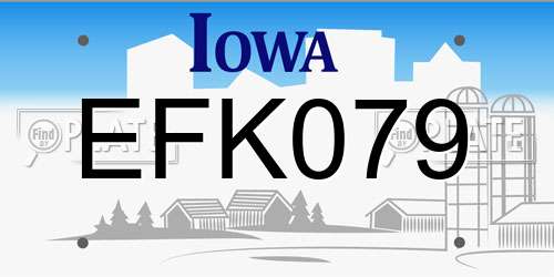 EFK079 Iowa License Plate