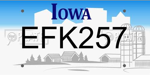 EFK257 Iowa License Plate