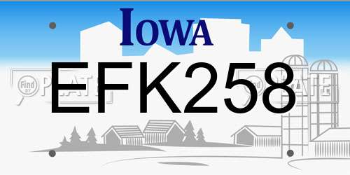 EFK258 Iowa License Plate