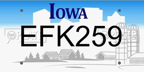 EFK259 Iowa License Plate