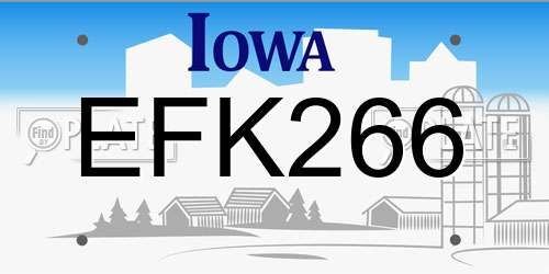 EFK266 Iowa License Plate