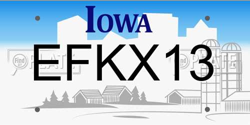 EFKX13 Iowa License Plate