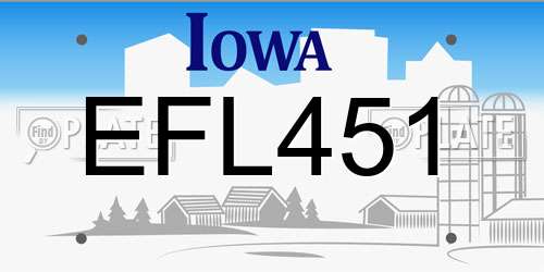 EFL451 Iowa License Plate