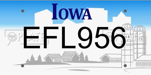 EFL956 Iowa License Plate