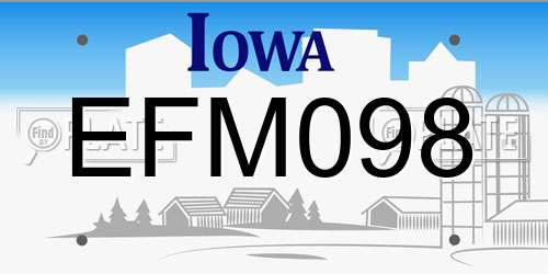 EFM098 Iowa License Plate