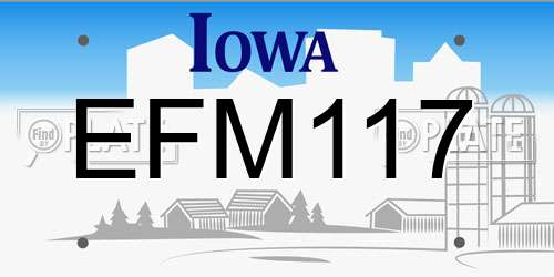 EFM117 Iowa License Plate
