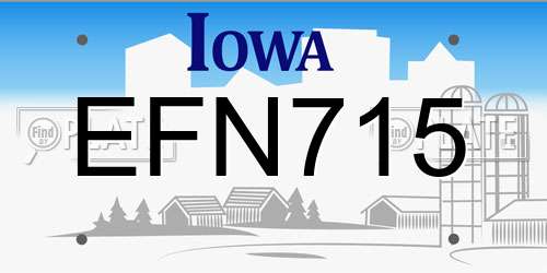EFN715 Iowa License Plate