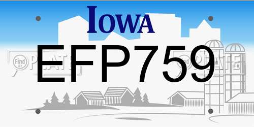 EFP759 Iowa License Plate