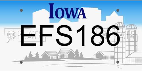 EFS186 Iowa License Plate