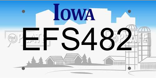 EFS482 Iowa License Plate