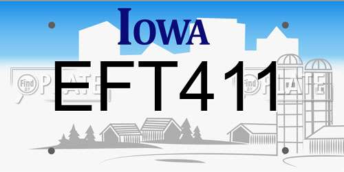 EFT411 Iowa License Plate