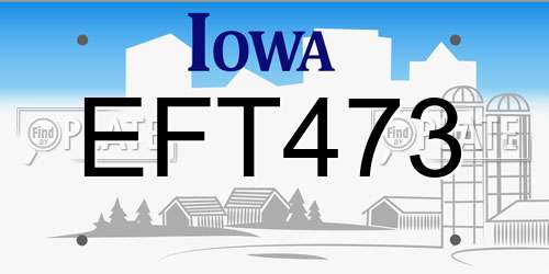 EFT473 Iowa License Plate