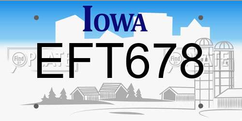EFT678 Iowa License Plate