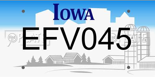 EFV045 Iowa License Plate