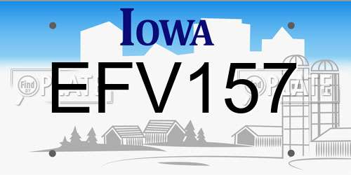 EFV157 Iowa License Plate