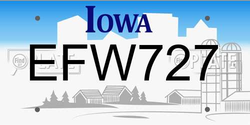 EFW727 Iowa License Plate