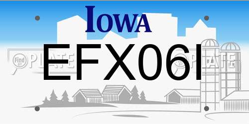 EFX06I Iowa License Plate