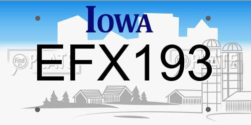 EFX193 Iowa License Plate