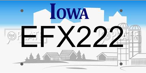 EFX222 Iowa License Plate