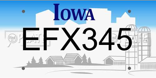 EFX345 Iowa License Plate