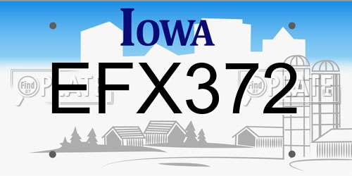 EFX372 Iowa License Plate