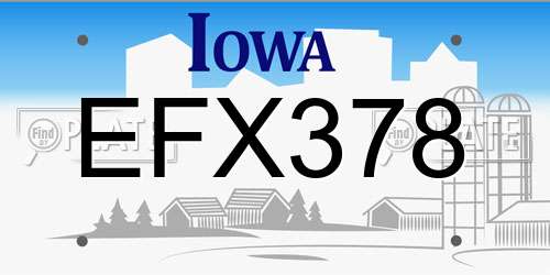 EFX378 Iowa License Plate