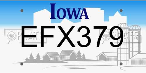 EFX379 Iowa License Plate
