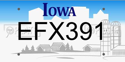 EFX391 Iowa License Plate