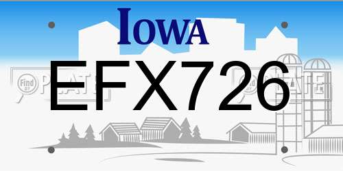 EFX726 Iowa License Plate