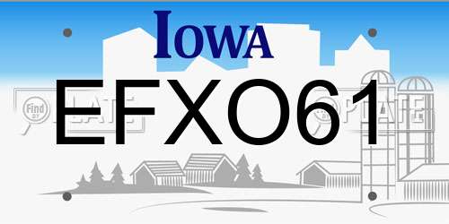 EFXO61 Iowa License Plate