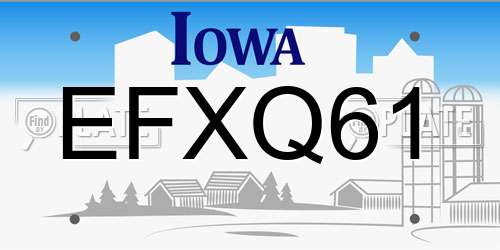 EFXQ61 Iowa License Plate