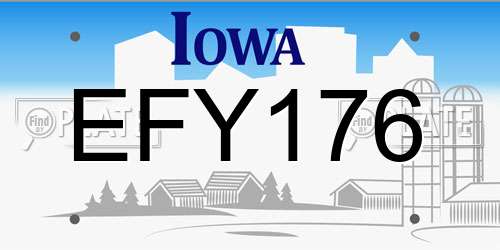 EFY176 Iowa License Plate
