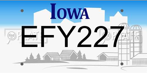 EFY227 Iowa License Plate