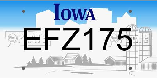 EFZ175 Iowa License Plate