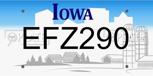 EFZ290 Iowa License Plate